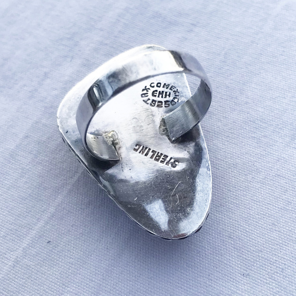 TAXCO Modernist Purple Goldstone Sterling Ring Sz9 - Picture 4 of 5